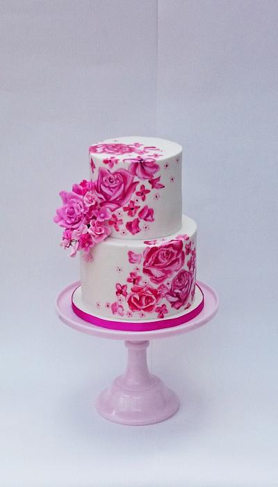 Pink floral wedding cake - Cake by The sugar cloud cakery