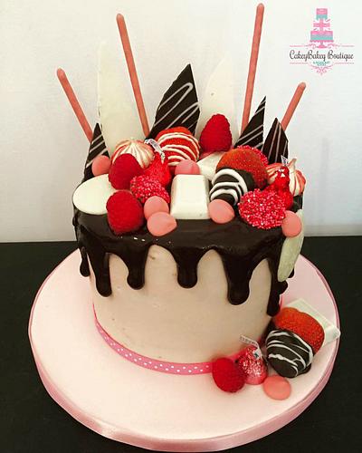 Strawberry Drippy Cake - Cake by CakeyBakey Boutique