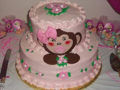 Girly Monkey Baby Shower - Cake by caymancake