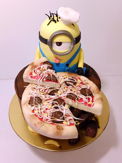 Minion chef with pizza. - Cake by SWEET architect