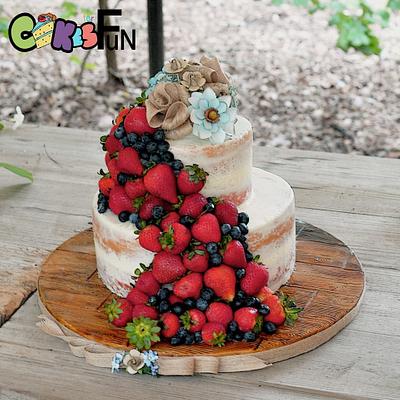 Rustic Semi-naked cake With Fruit - Cake by Cakes For Fun
