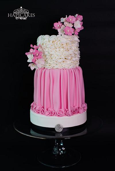 Pink Ruffles Wedding Cake - Cake by Hazel Wong Cake Design