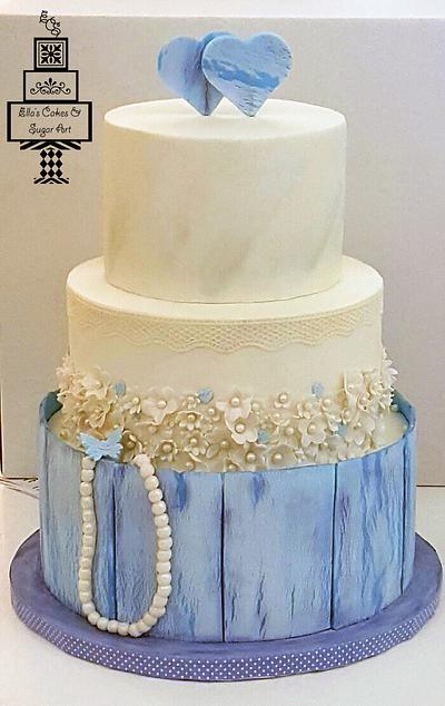 Something blue wedding cake - Cake by EllasCakesAndSugarArt