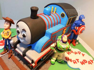 Thomas the tank Engine made new friends - Cake by Anna Mathew Vadayatt