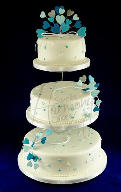 Blue hearts wedding cake - Cake by Sweet Harmony Cakes