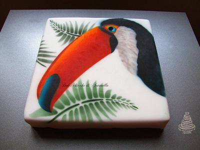 Cake whit toucan painting - Cake by Dolci Chicche di Antonella