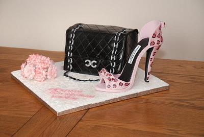4" heel and chanel bag - Cake by Cushty cakes 