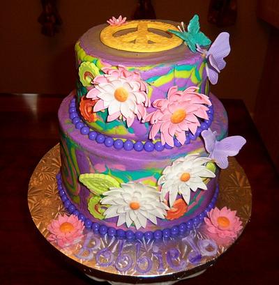 Tie Dye Hippie Flower Power Cake - Cake by Monica@eat*crave*love~baking co.