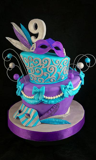 Venetian Mask Topsy Turvy - Cake by RobinYummCakes