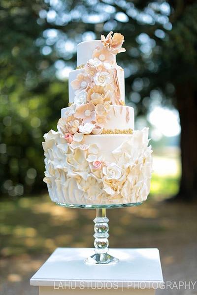 Blush, ruffles and flowers wedding cake - Cake by Emma Waddington - Gifted Heart Cakes