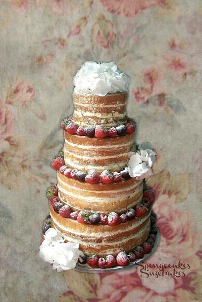My first ever naked wedding cake! - Cake by Spongecakes Suzebakes