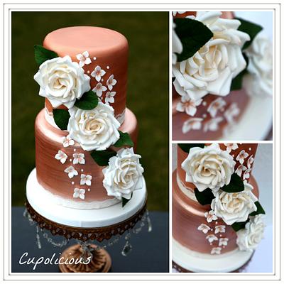 Gold and white wedding cake - Cake by Kriti Walia