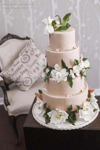 Magnolia and Gardenia Cake - Cake by CourtHouse Cake Company