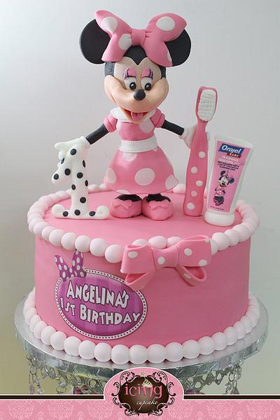 Minnie Mouse 1st Birthday and Teething Cake and Cupcakes - Cake by IcingCupcake