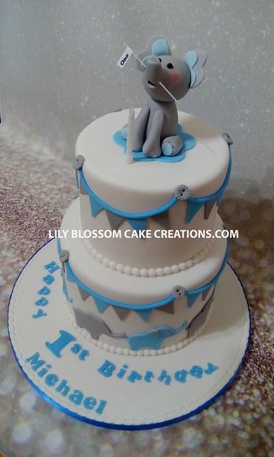 Elephant 1st Birthday Cake - Cake by Lily Blossom Cake Creations
