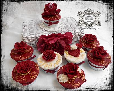 Red & Gold Engagement - Cake by Bee Siang