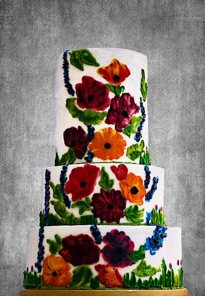 Palette knife Painted Wedding Cake - Cake by Prachi Dhabaldeb