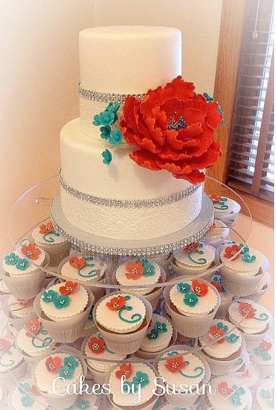 Coral and turquoise  - Cake by Skmaestas