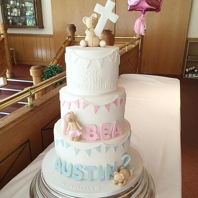 Joint Christening and Birthdays Cake - Cake by Claire Lawrence