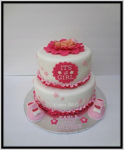 Pink and White Baby Shower Cake - Cake by Laura Barajas 