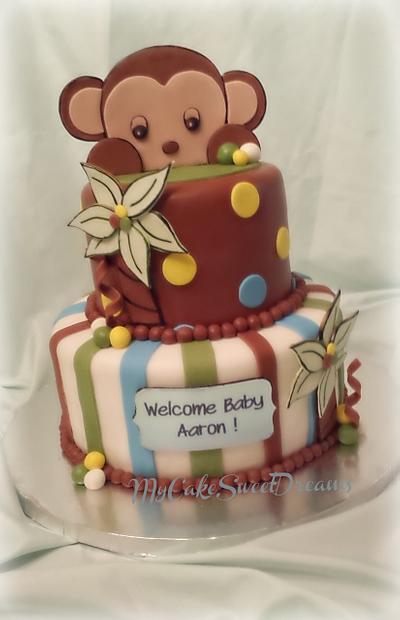 Peek-a-Boo Monkey Baby Shower Cake  - Cake by My Cake Sweet Dreams