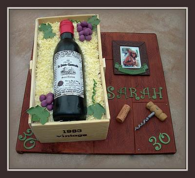 Red wine bottle in a crate cake - Cake by sarah