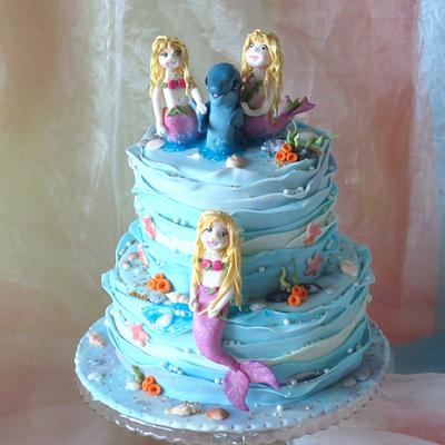 Mermaids with dolphin - Cake by Eva Kralova