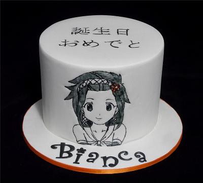 Hand painted Anime Japanese Cartoon Cake - Cake by Custom Cake Designs