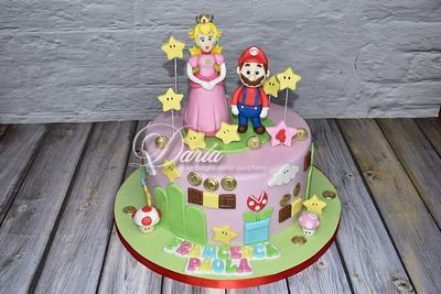 SuperMario bros and princess Peach cake - Cake by Daria Albanese