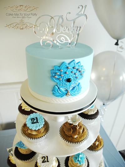 21st Birthday Cupcake Tower- paisley inspired - Cake by Leah Jeffery- Cake Me To Your Party