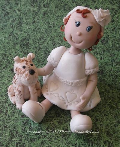 Little girl and her dog - Cake by CakesByPaula