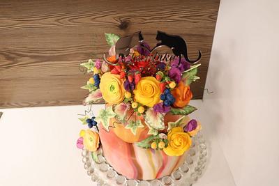 Wedding cake with gumpaste flowers - Cake by alek0