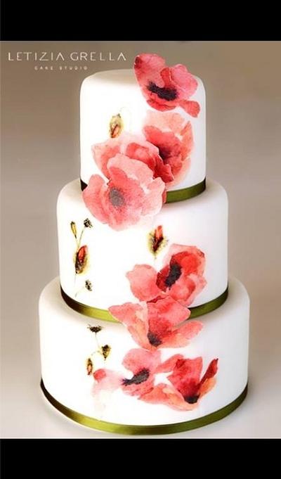 Wafer paper/painted poppy cake - Cake by Letizia grella