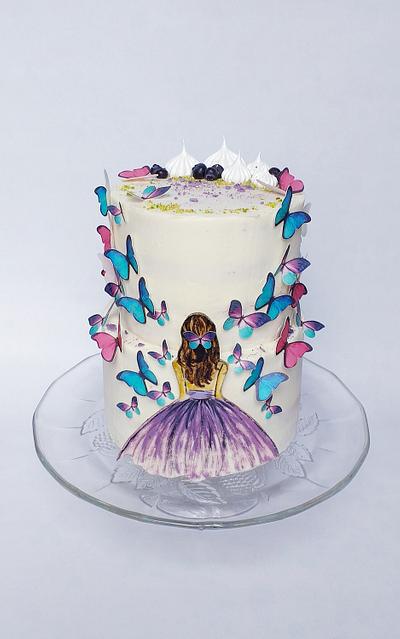 Girl with butterflies  - Cake by vunemarcipanu