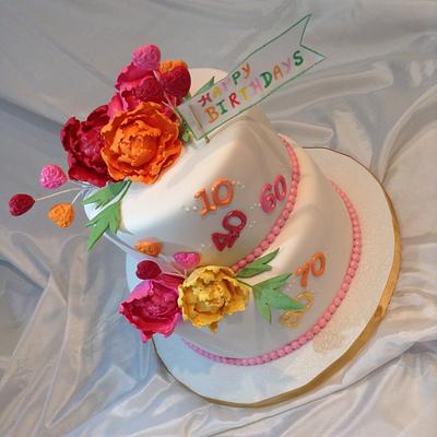 Bright peony birthday cake - Cake by June Lynch, Picture Perfect Cake, Dundas