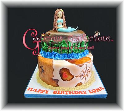 Mermaid and Treasure Map Themed - Cake by Geelicious Confections