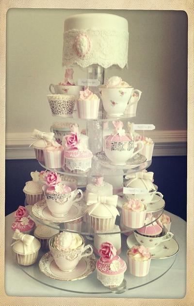 Vintage tea party cupcakes  - Cake by The Little Salmons Bakery