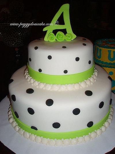 Lime and Black Fondant Polka Dot Cake - Cake by Peggy Does Cake