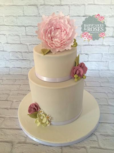 Peony Double Barrel Cake - Cake by Babycakes & Roses Cakecraft