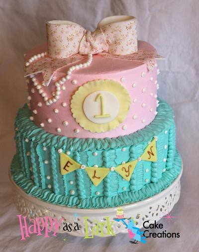 Vintage themed 1st birthday cake - Cake by Happy As A Lark Cake Creations