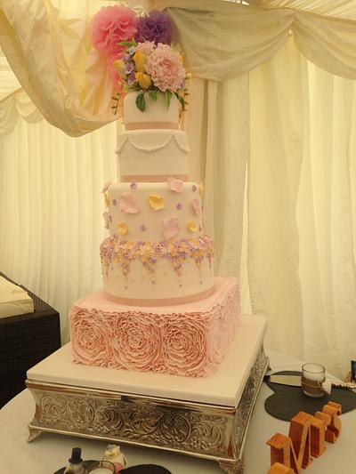 5 tier pastels and ruffles wedding cake - Cake by Melanie Jane Wright