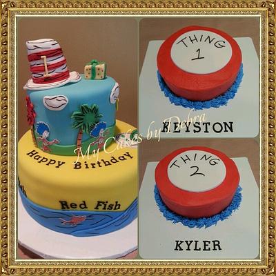 Dr. Seuss birthday for twins - Cake by Debra