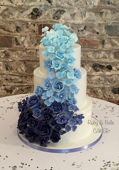 Blue ombre cascade - Cake by Ruby & Belle Cakes