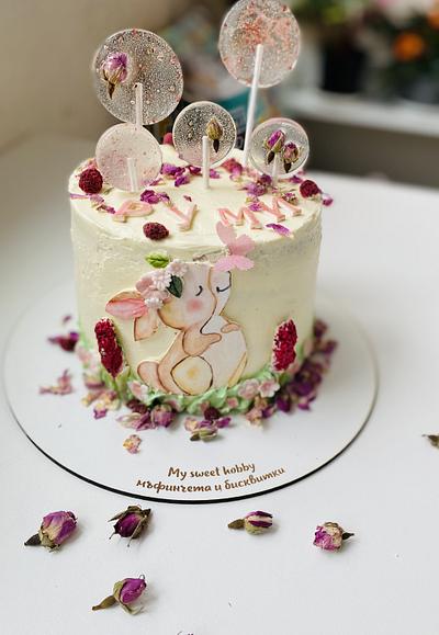Hand painted baby girl’s cake - Cake by Sofia V.