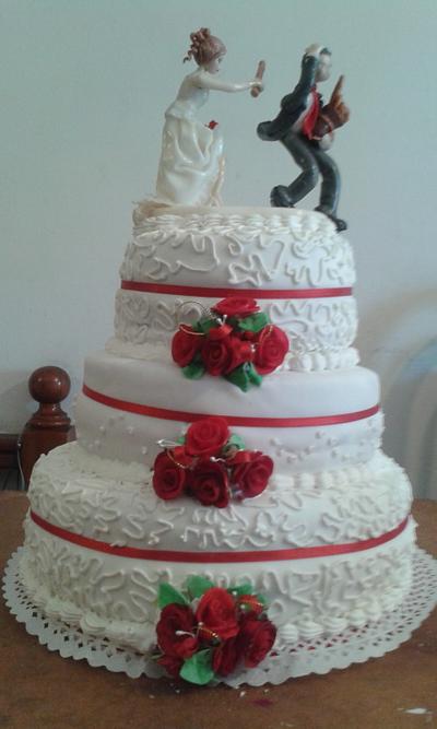 red rose wedding cake  - Cake by Gisela Gañan