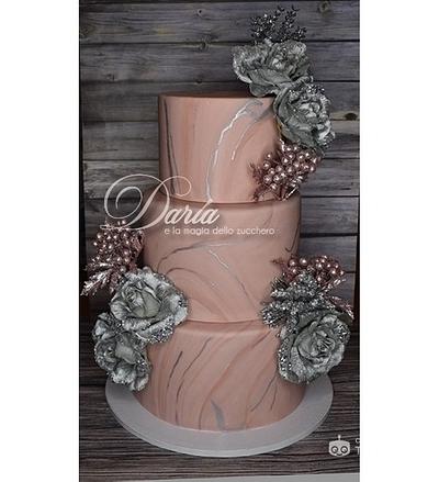 Marble pink and silver cake - Cake by Daria Albanese