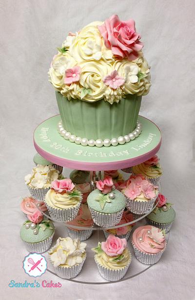 Vintage Cupcake tower - Cake by Sandra's cakes
