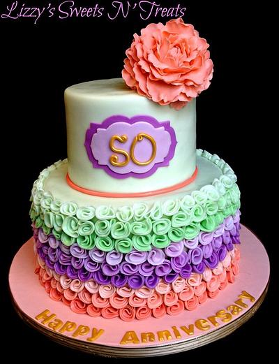 50th Wedding anniversary Peony cake - Cake by Elizabeth