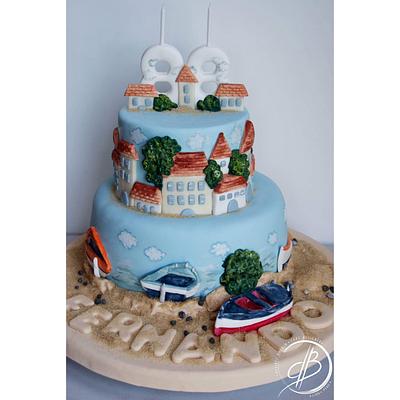 Casas playa y botes tipo cuadro - Cake by Desirée Brahim