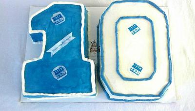 Blue and White 10th Birthday Cake w//Matching Cookies and Cupcakes - Cake by Carsedra Glass